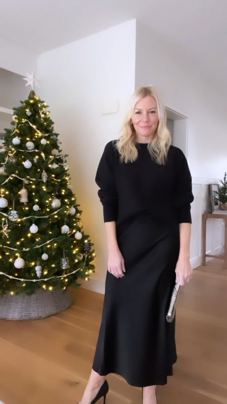 Love this effortless holiday style🎄Classic black satin skirt with a simple black sweater! @darling

#holidaylook #partylook #satinskirt #blacksweater

#LTKover40 #LTKHoliday #LTKparties