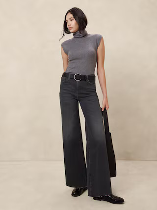 High-Rise Wide-Leg Raw Hem Jean | Banana Republic Factory