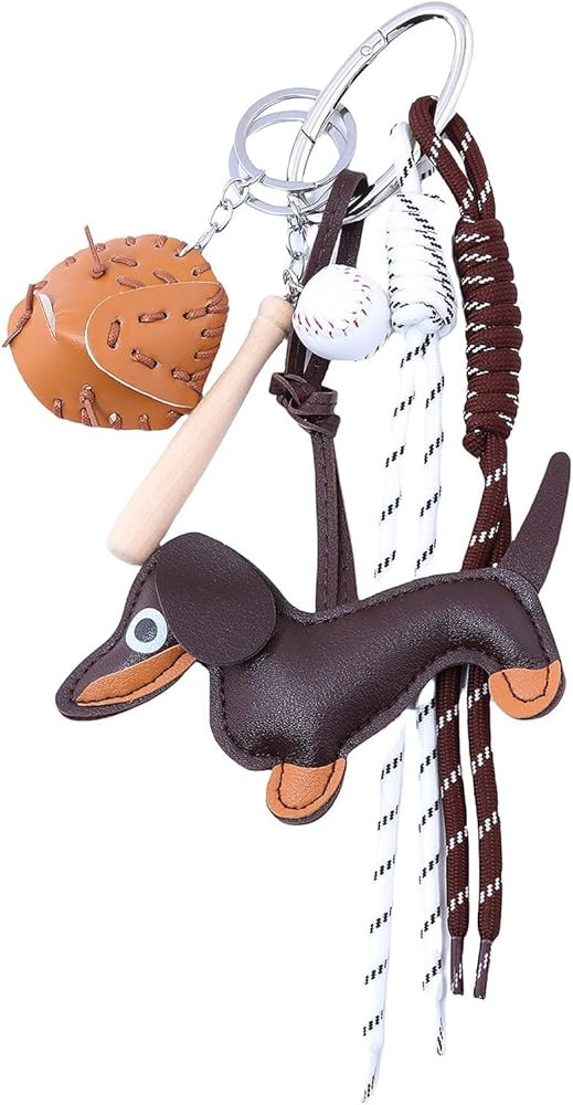 Unique Keychain Designer Rope Bag Charms for Handbag - Cute Teddy Bear Purse Charm - Leather Dach... | Amazon (US)