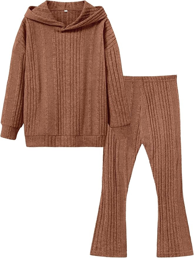 LecGee Kid Girl Clothes Fall Long Sleeve Hoodie Sweatshirt Flared Pants Set Casual 2 Piece Bell B... | Amazon (US)
