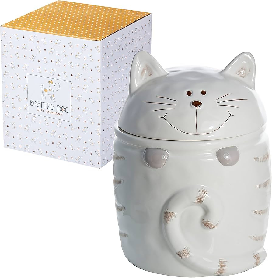 SPOTTED DOG GIFT COMPANY Ceramic Jar with Lid for Countertop, Cat Treat Container, Cute Decorativ... | Amazon (US)