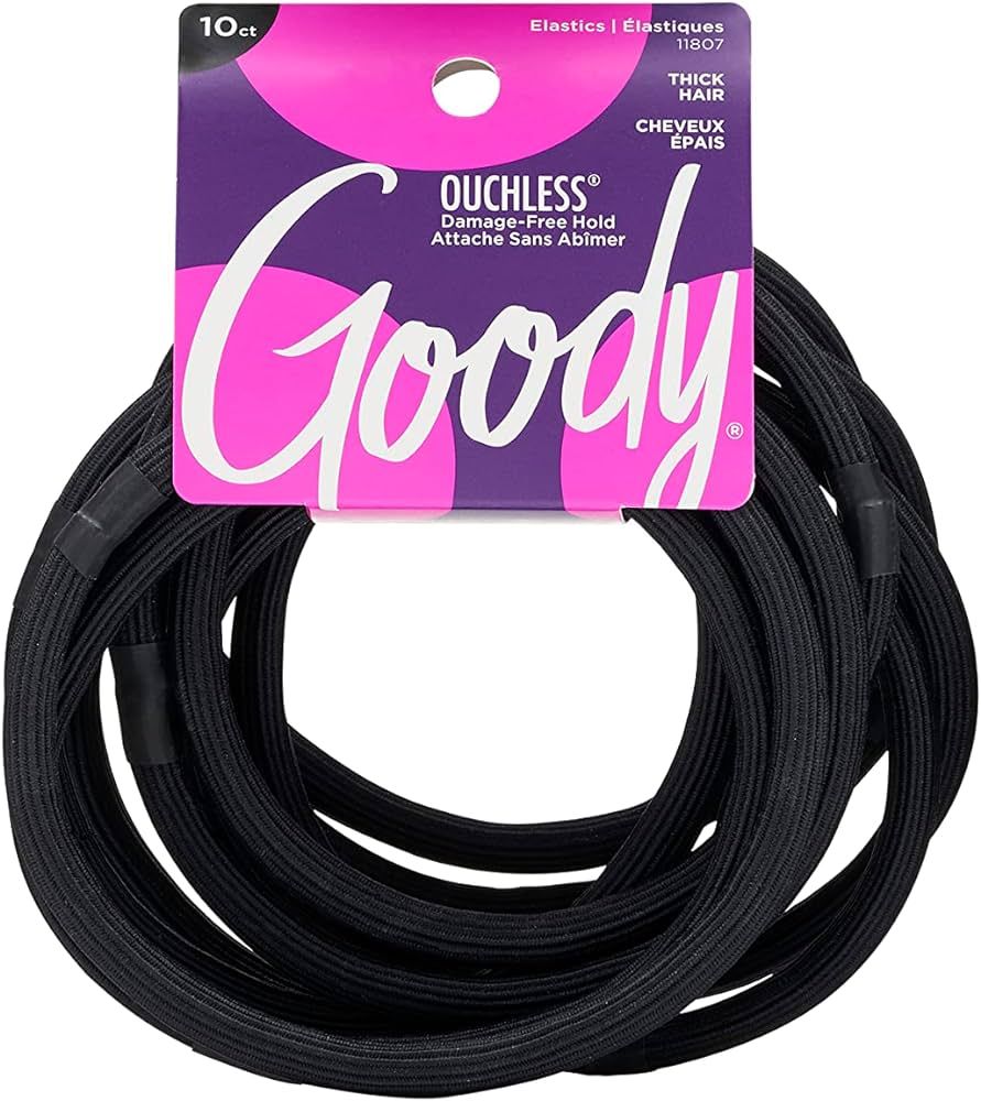 GOODY Ouchless XL & Extra Thick Elastics, Black, 10.0 Count, | Amazon (US)