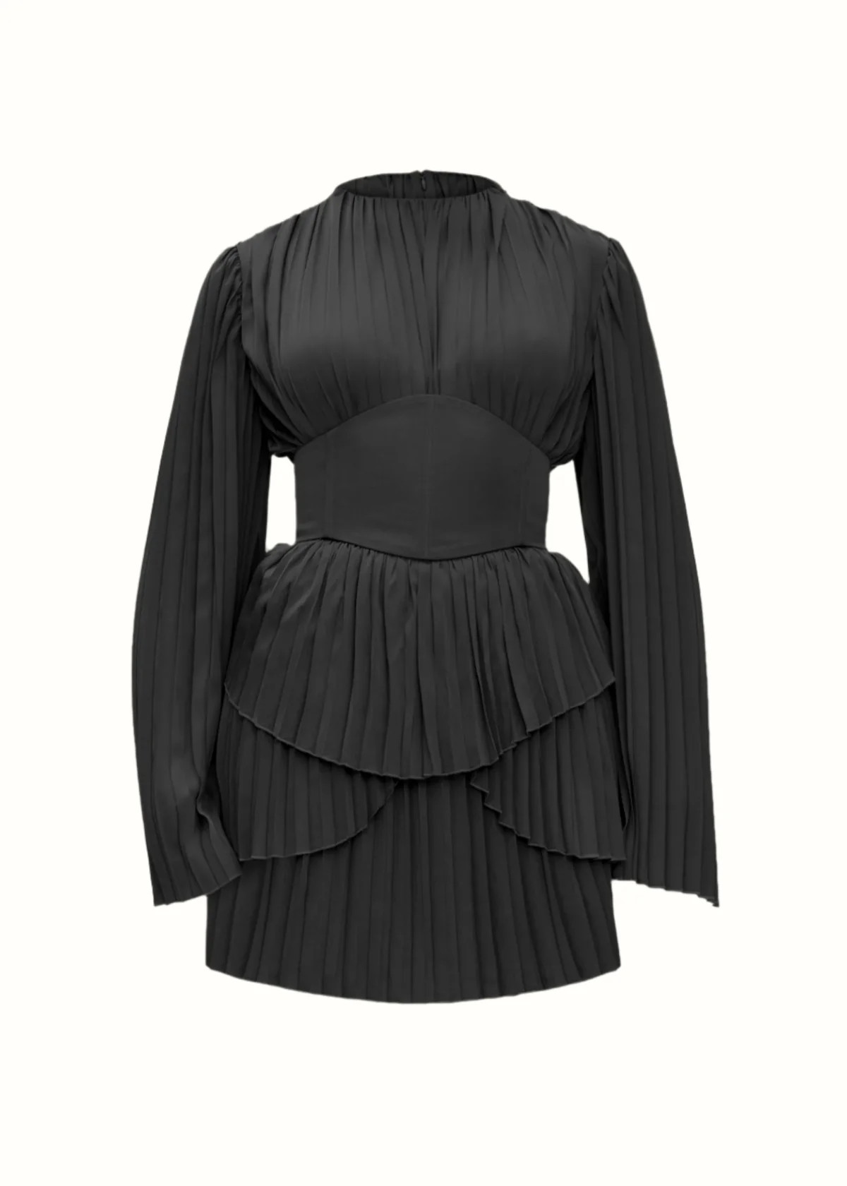 LENTI PLEATED MINI DRESS - BLACK | ANDREA IYAMAH