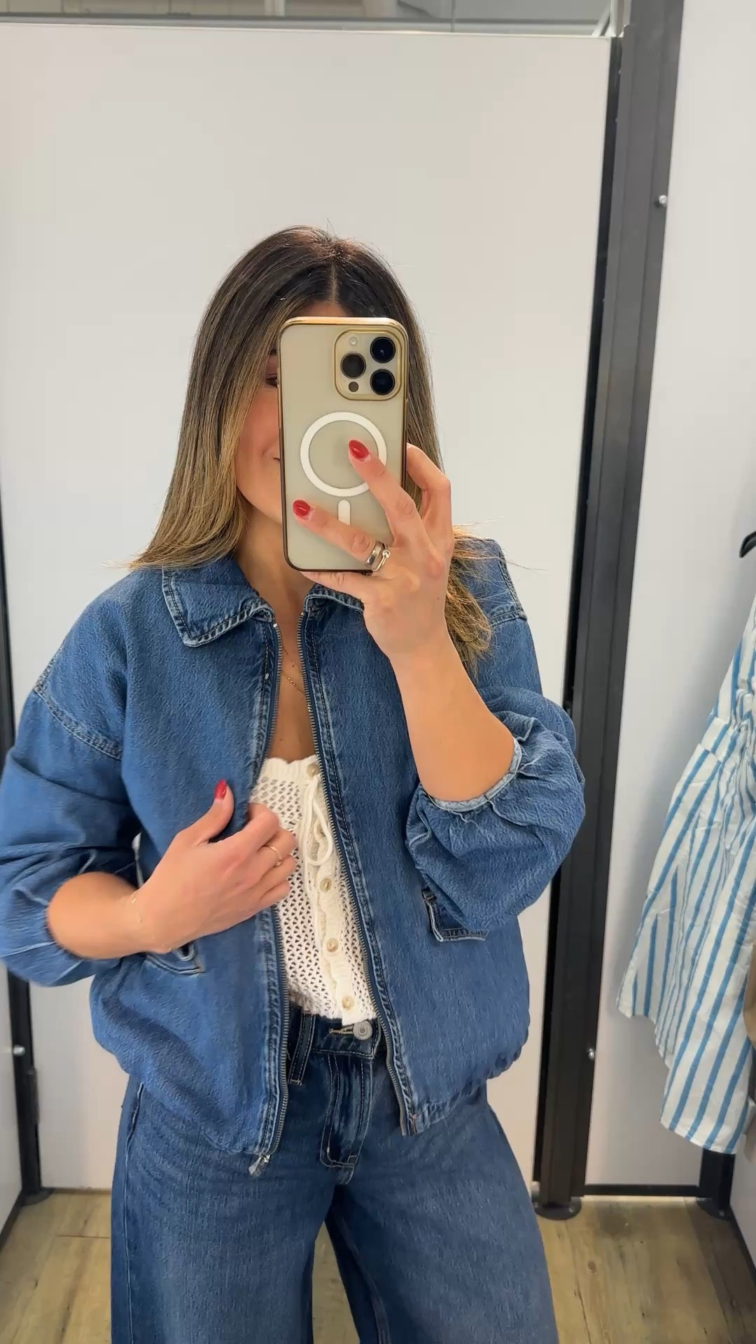A denim on denim vibe is also an option! Love how this jacket looks with these jeans! They are so fun and love the loose fit! They look so good on! 
Jacket size small
Top size xs
Jeans size 0

#LTKSeasonal #LTKSaleAlert #LTKPetite