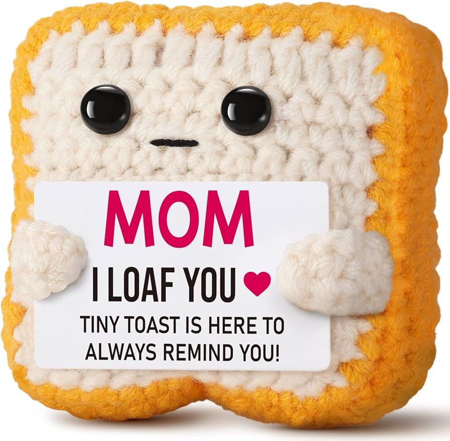 Mothers Day Pun Gift for Mom from Daughter Son- Handmade Cute Loaf Crochet Toast - I Love You Fun... | Amazon (US)
