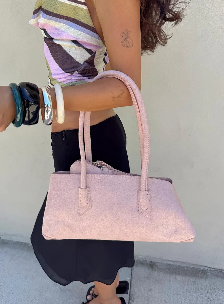 Hotshot Faux Suede Shoulder Bag Dusty Pink | Princess Polly US