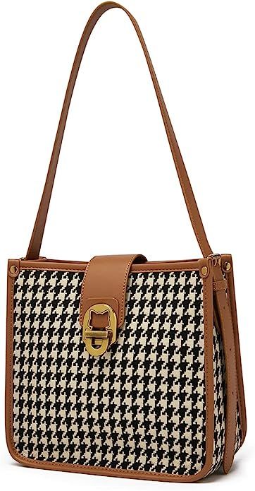 FOXLOVER Lady New Houndstooth Commuter Shoulder Bag Autumn and Winter Large-Capacity Retro Portab... | Amazon (US)