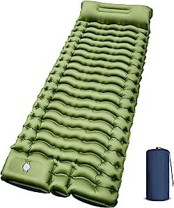 Camping Sleeping Pad, Ultralight Camping Mat with Pillow Built-in Foot Pump Inflatable Sleeping P... | Amazon (US)