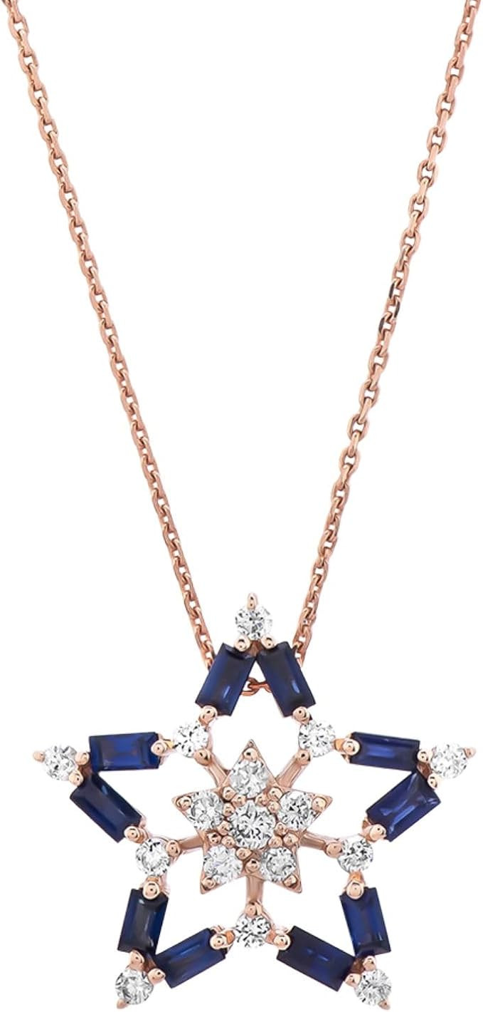 Amazon.com: Sirius Star 14k Rose Gold Necklace, KL25474 : Clothing, Shoes & Jewelry | Amazon (US)