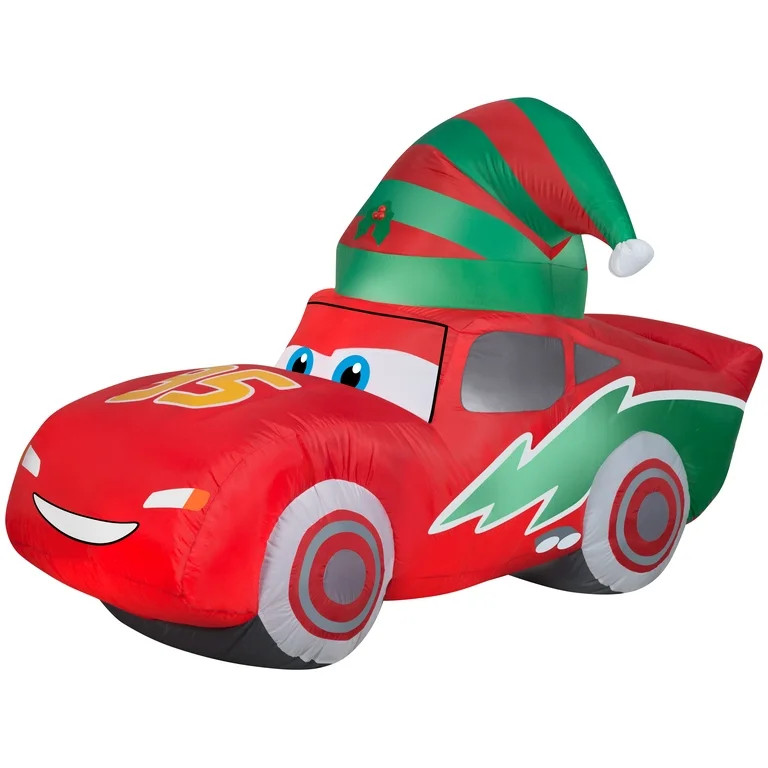Gemmy Christmas Airblown Inflatable McQueen w/Stocking Cap S LG Disney, 3.5 ft Tall, Red | Walmart (US)