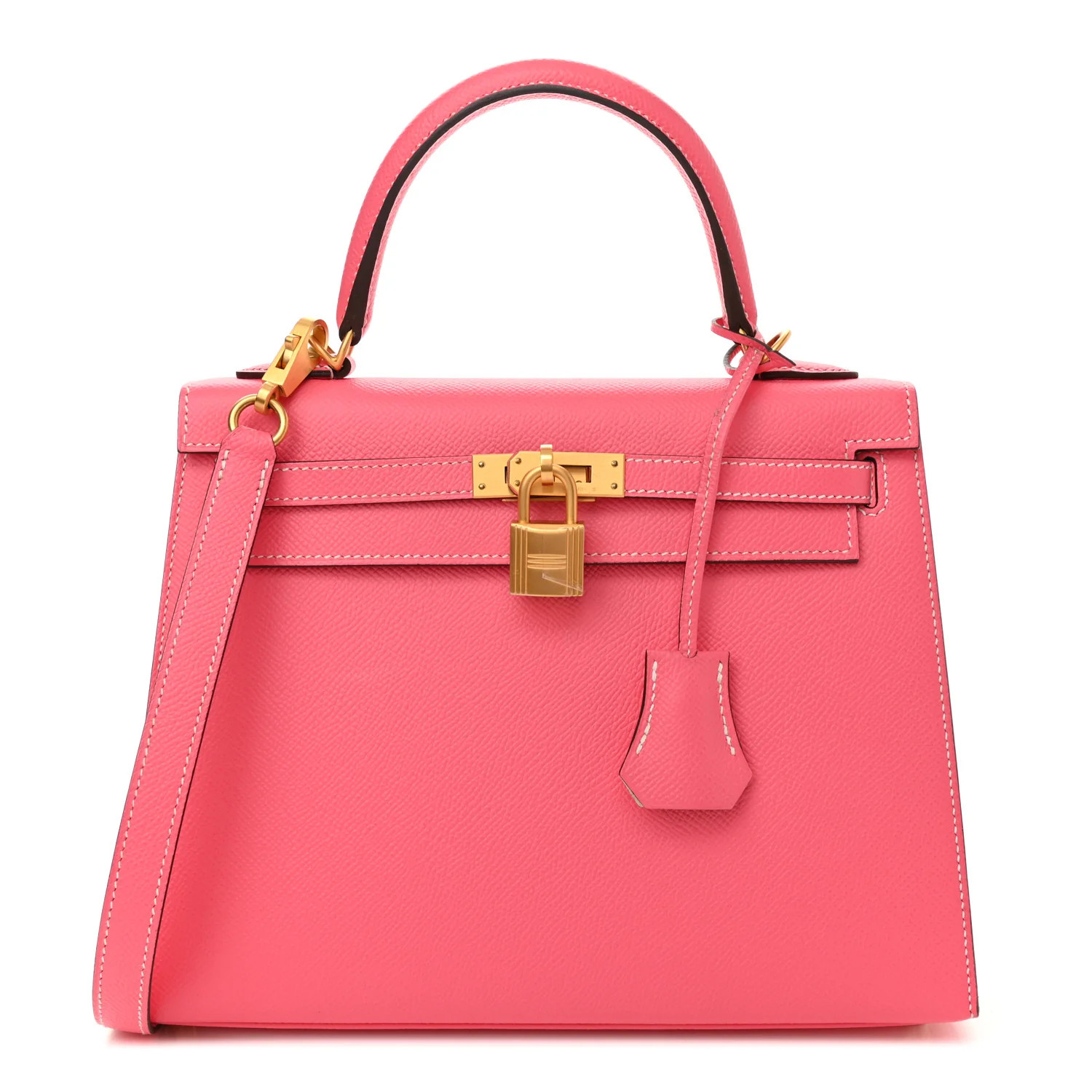 HERMES Epsom Horseshoe Kelly Sellier 25 Rose Azalee Parchemin | FASHIONPHILE | Fashionphile