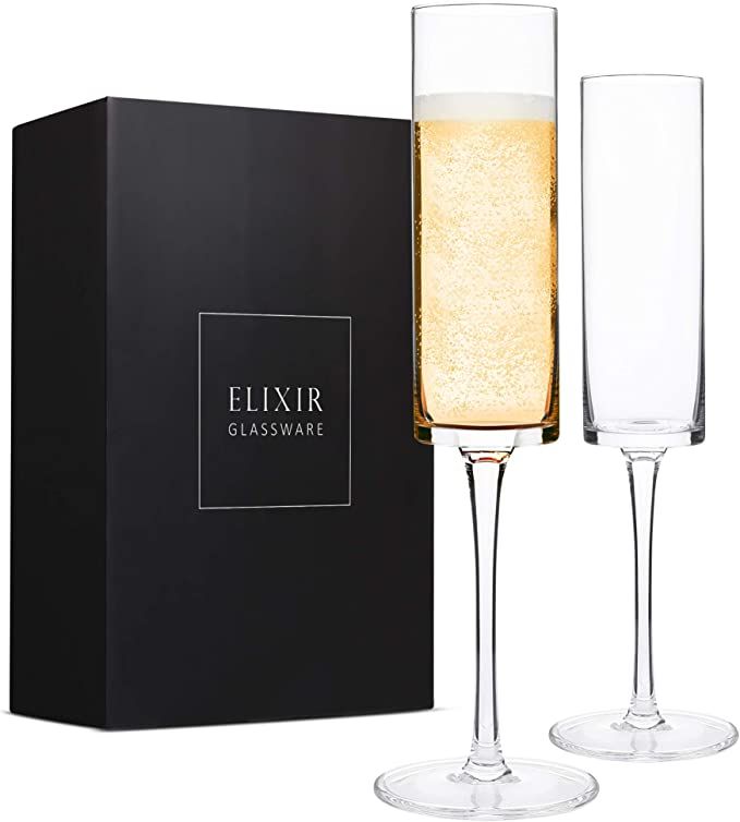 Champagne Flutes, Edge Champagne Glass Set of 2 - Modern & Elegant Gift for Women, Men, Wedding, ... | Amazon (US)