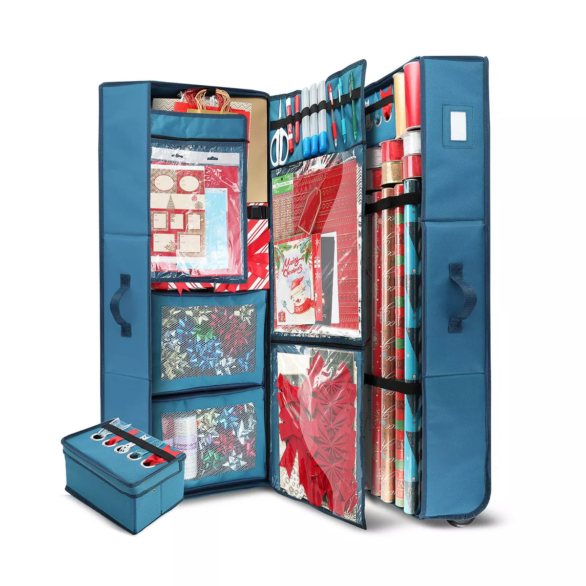 Hearth & Harbor Holiday Wrapping Paper Storage Container with Wheels and Extra 2 PC of Christmas ... | Target