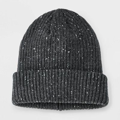 Men's Speckle Ribbed Beanie - Goodfellow & Co™ Charcoal Gray | Target