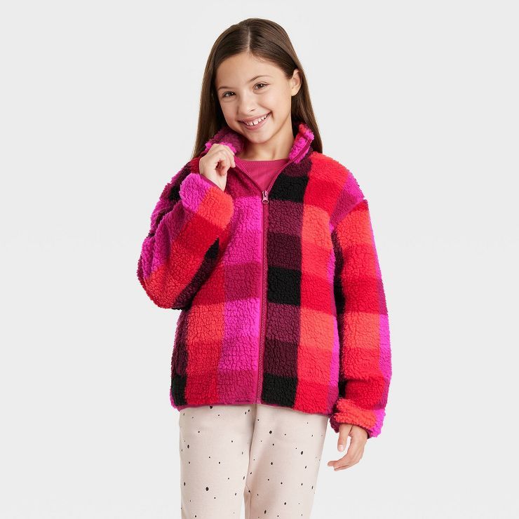 Kids' Checkered Polar Fleece Zip-Up Jacket - Cat & Jack™ | Target