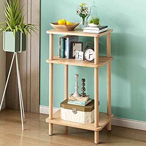 exilot 3-Tier Side Table, Tall End Table with Storage Rack, Wooden Bedside Table for Living Room ... | Amazon (US)