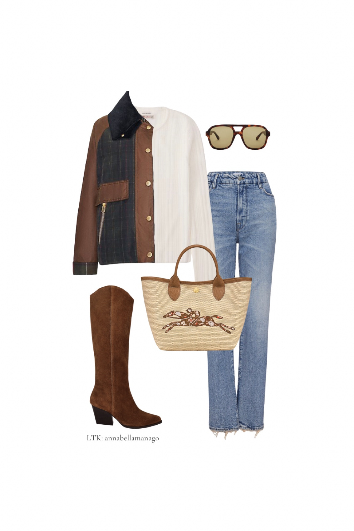Off to the races 🐎🧲 
Fall/Winter transitional outfit ⭐️

Barbour jacket, longchamp tote, brown cowboy inspired boots,
Aritzia off the shoulder top, white sweater, long light gray wool coat, light wash denim, brown leather boots, leather bag

Follow my shop @AnnabellaManago on the @shop.LTK app to shop this post and get my exclusive app-only content!

#liketkit #LTKHoliday #LTKSeasonal #LTKstyletip
@shop.ltk
https://liketk.it/4n6zQ

#LTKSeasonal #LTKHoliday #LTKHolidaySale