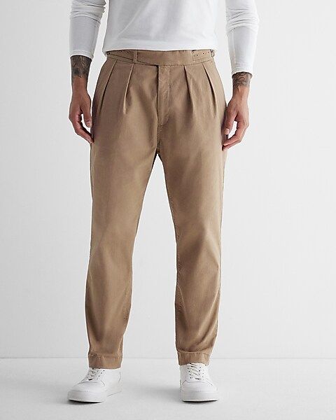 Athletic Slim Modern Chino Belted Pleated Pant | Express