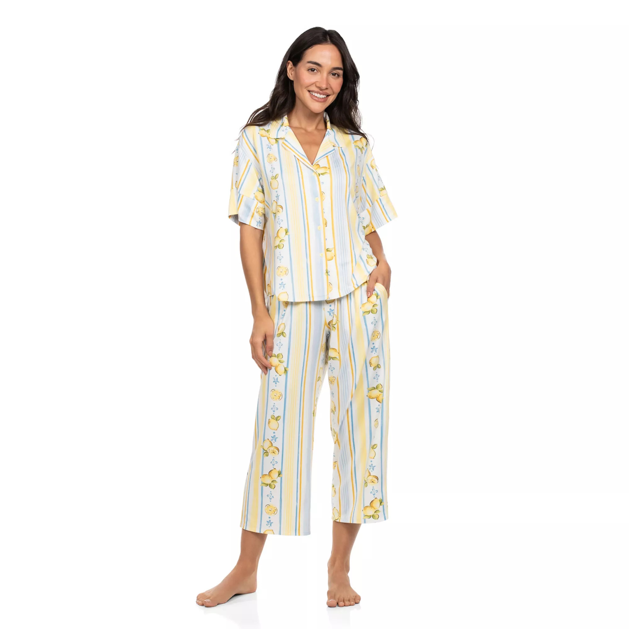 Women's Lilac+London 2-Piece Print Knit Pajama Top & Pajama Bottoms Set | Kohl's