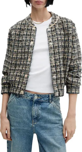 MANGO Dolors Tweed Bomber Jacket | Nordstrom | Nordstrom