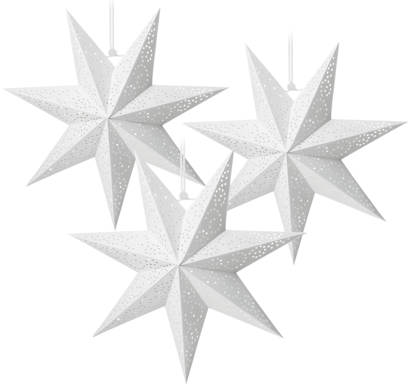 AOMOWA 3pcs Paper Star Lantern Hollow Out 7 Pointed Paper Lampshade for Table Ceiling Lamp Hotel Sho | Amazon (US)