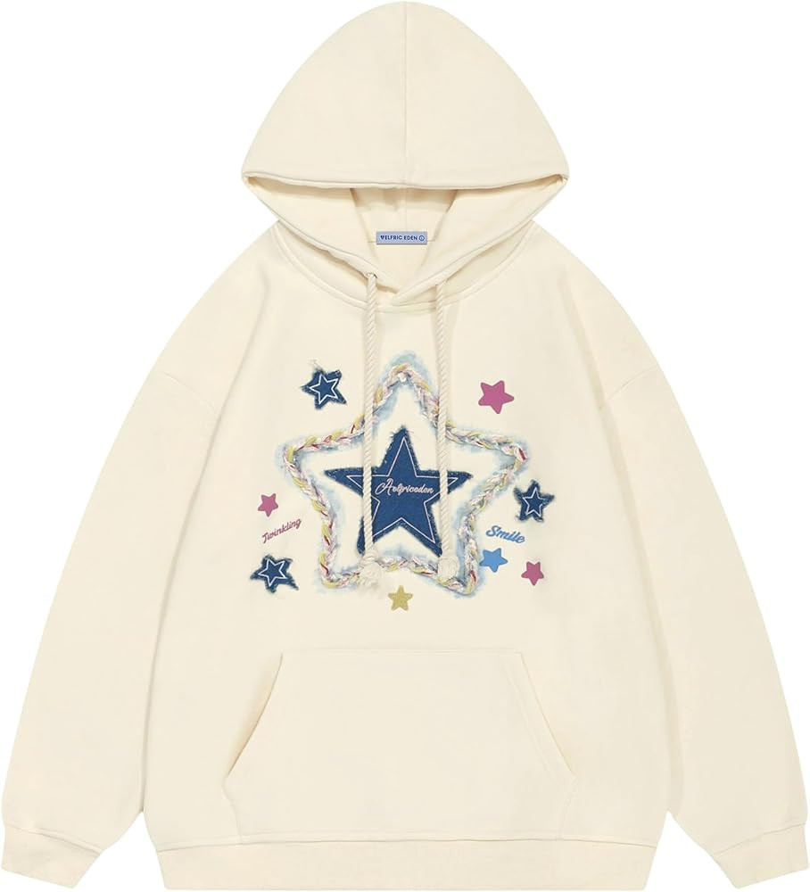 Aelfric Eden Womens Oversized Hoodies Star Graphic Fleece Hooded Streetwear Unisex Sweatshirts Pu... | Amazon (US)