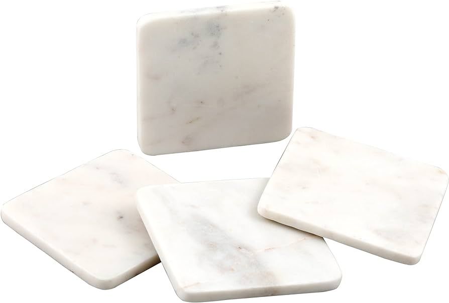 Thirstystone Natural White Marble Decorative Coaster 4-Pack Elegant, Luxurious, and Durable | Amazon (US)