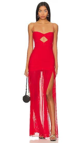 Monroe Gown in Flame | Red Mesh Dress | Red Sheer Dress | Red Cut Out Dress Gown Revolve Gown Dress | Revolve Clothing (Global)