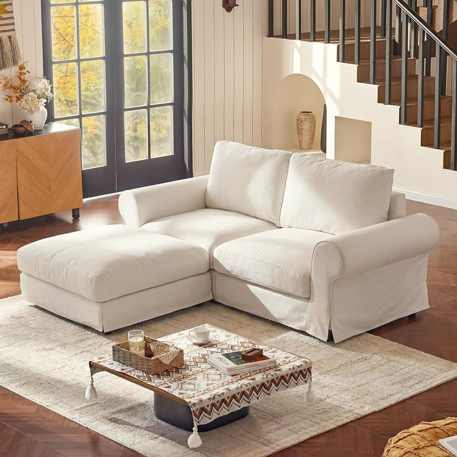 Loveseat Cloud Couch with Ottoman for Living Room, Oversized 81.9" Farmhouse Comfy Slipcoverd Sof... | Amazon (US)