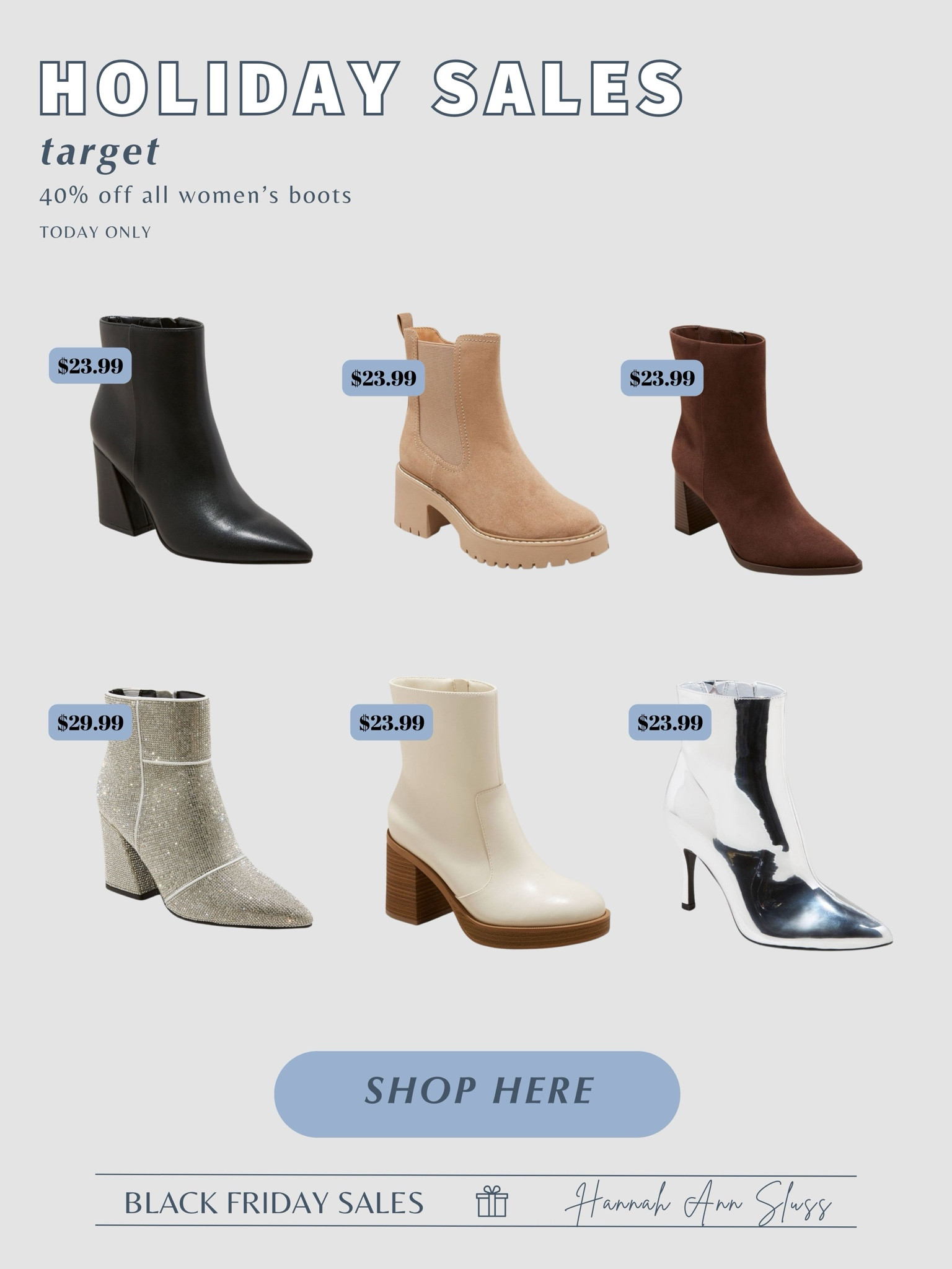 More target boots on sale! Love little booties to dress up winter outfits. Target has the best quality boots too 

#LTKCyberWeek #LTKshoecrush #LTKsalealert