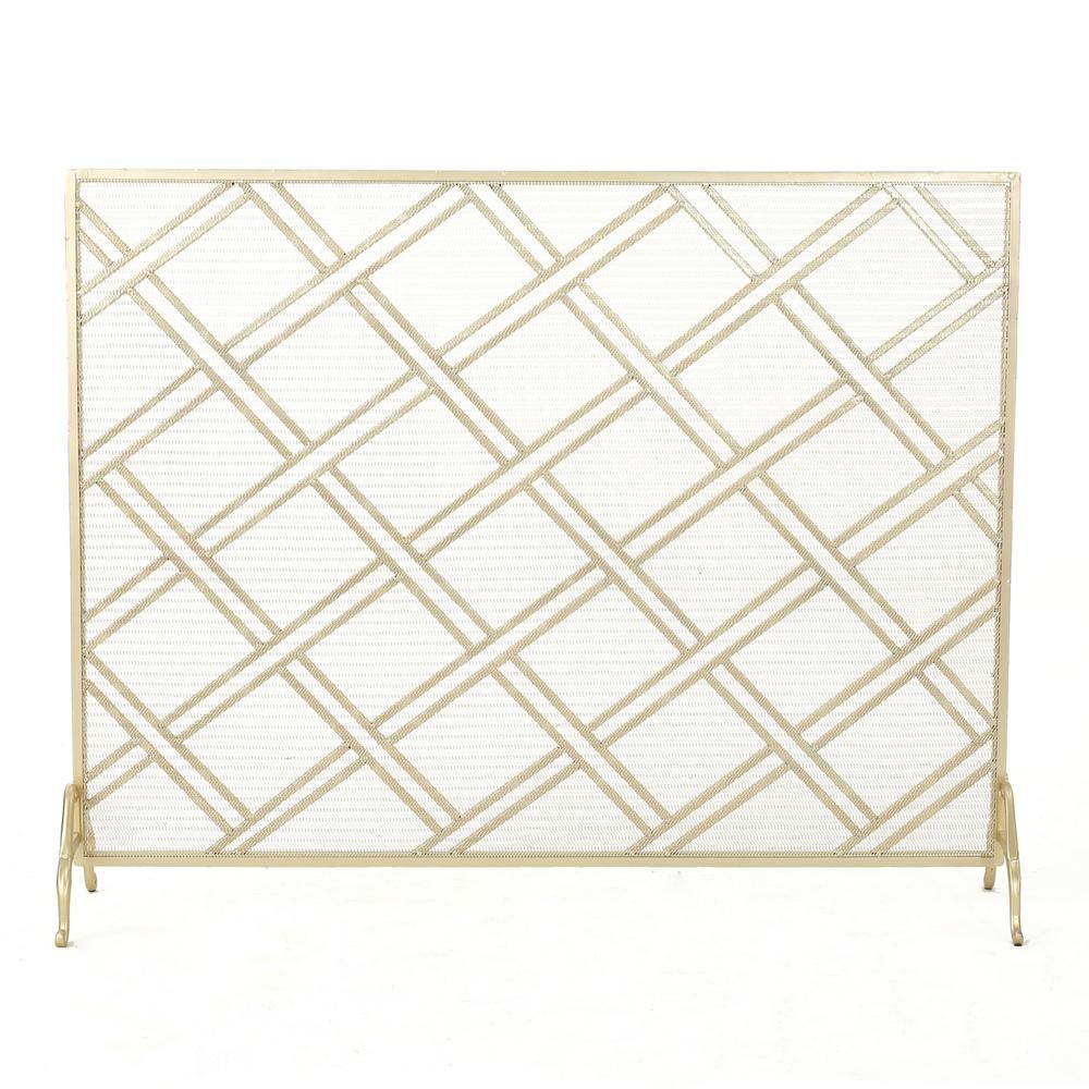 Josette Gold Metal 1-Panel Fireplace Screen | The Home Depot