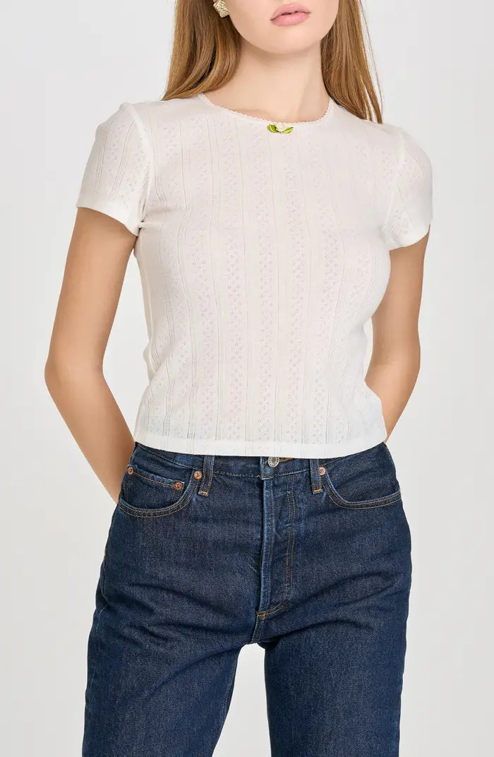 Anna Pointelle Cotton T-Shirt | Nordstrom