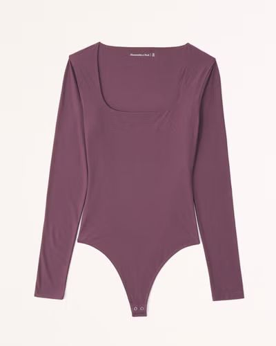 Soft Matte Seamless Long-Sleeve Squareneck Bodysuit | Abercrombie & Fitch (US)