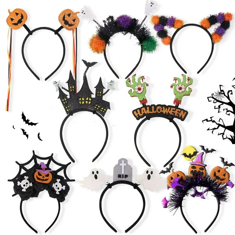 Yoyauz Halloween Headband Pumpkin Witch Hat Bat Spider Headband Halloween Costume Party Makeup Ha... | Walmart (US)