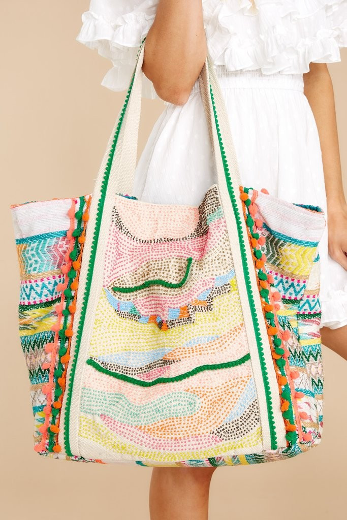 Lost In Dunes Green Multi Beaded Knit Bag | Red Dress 