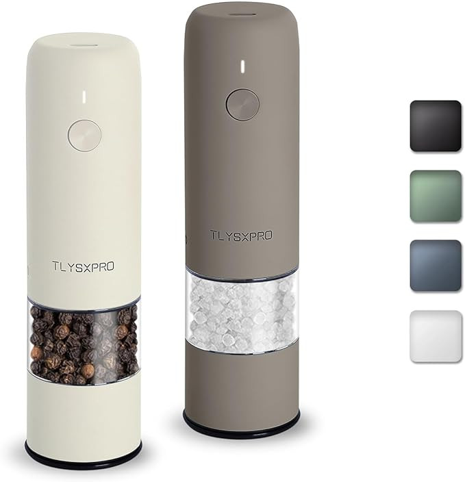 Small Electric Salt and Pepper Grinder Set, USB Rechargeable, Automatic Pepper Grinder Shakers Mi... | Amazon (US)