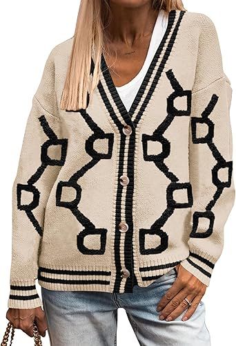 PRETTYGARDEN Women's Fall Chunky Knit Cardigan Sweaters Casual Open Front Button Up Winter Coats ... | Amazon (US)