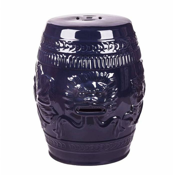 Chinese Lion Ceramic Garden Stool Navy Blue - Abbyson Living | Target