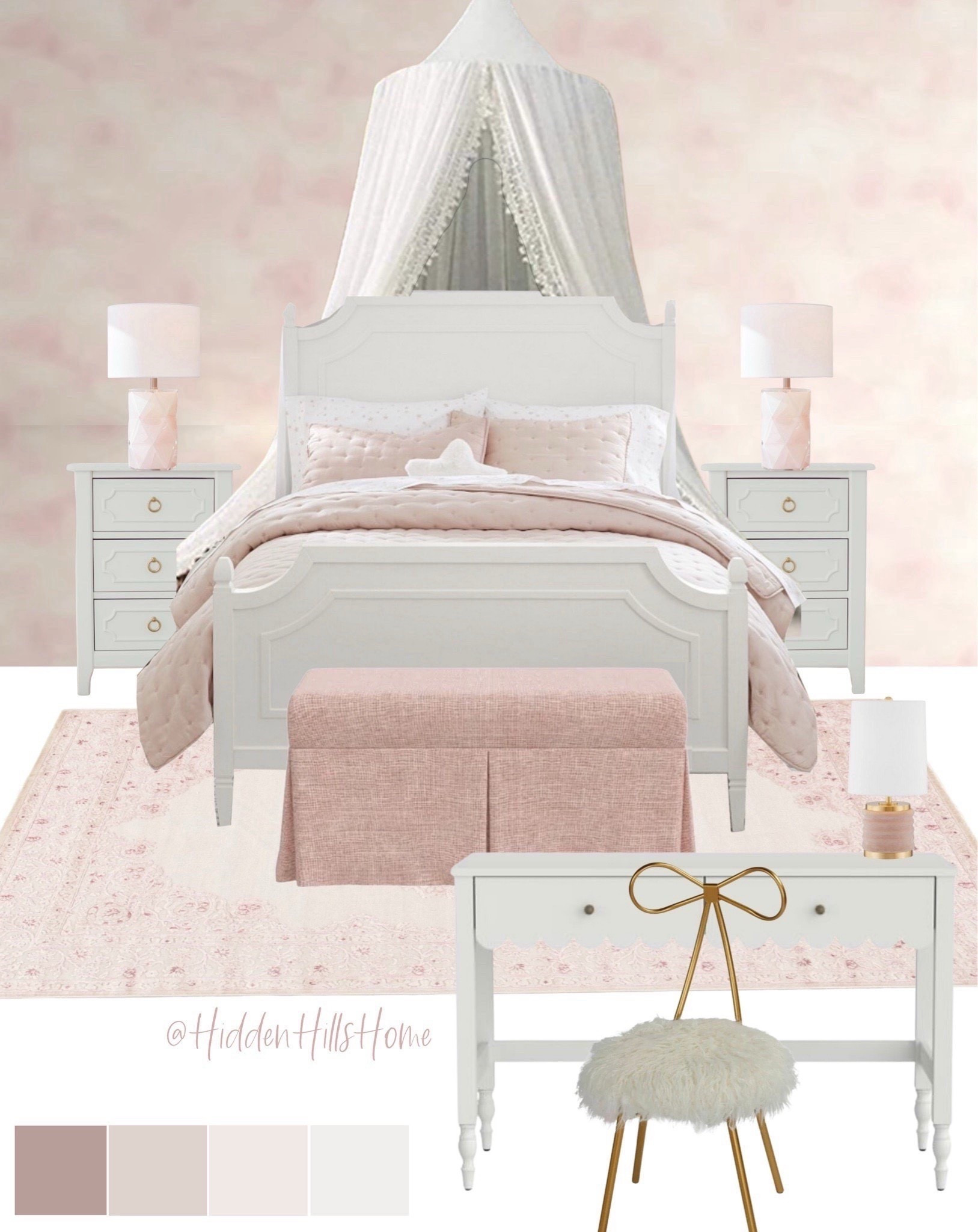 Pink girls bedroom mood board, girls canopy bed, bedroom design ideas for teen girls, pink bedroom #girls 


#LTKHome #LTKKids #LTKSaleAlert
