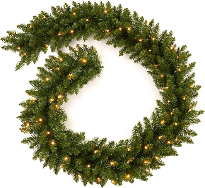 9FT Christmas Garland Pre-lit with 50 Lights, Plug in, for Mantle/Stair/Indoor/Outdoor Xmas Garla... | Amazon (US)