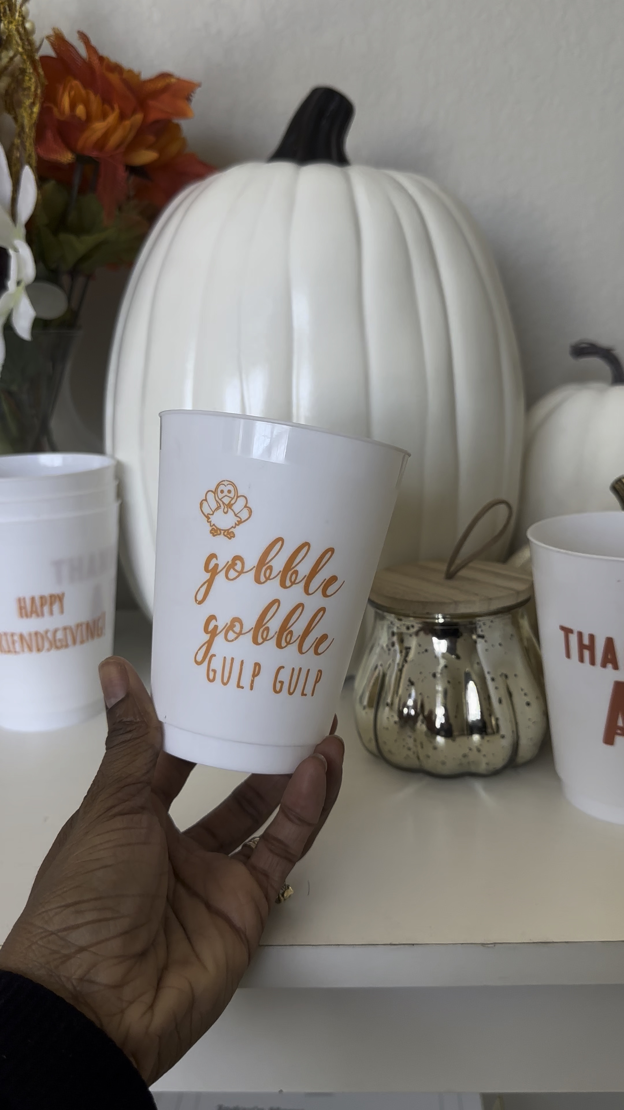 Friendsgiving or Thanksgiving party cups! 

We got these for Friendsgiving and loving them! Can take for a party with your favorite beverage. 

SN: These are plastic so they are reusable! 

#LTKFamily #LTKHoliday #LTKSeasonal