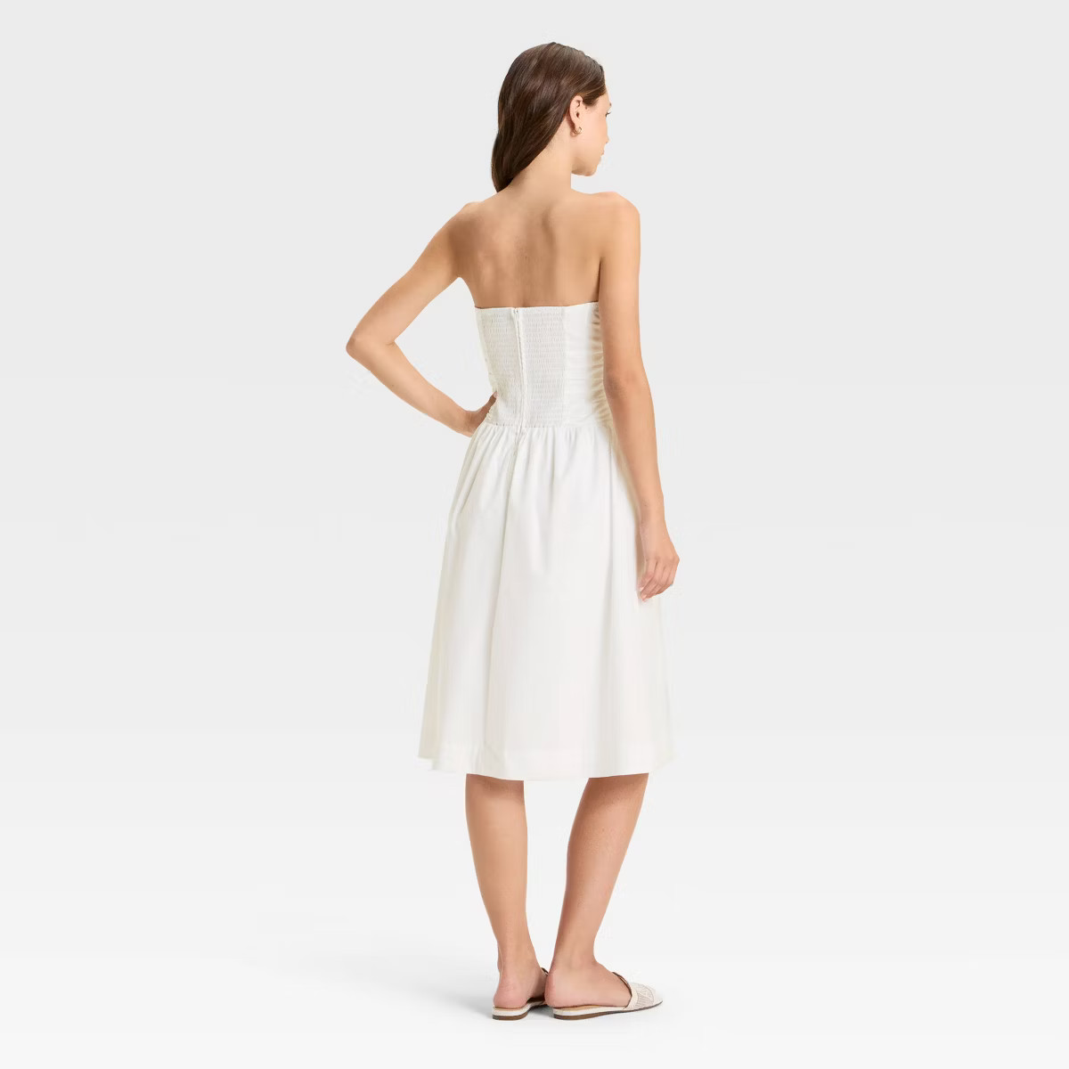 Women's Ruched Poplin Midi Tube Dress - Wild Fable™ | Target