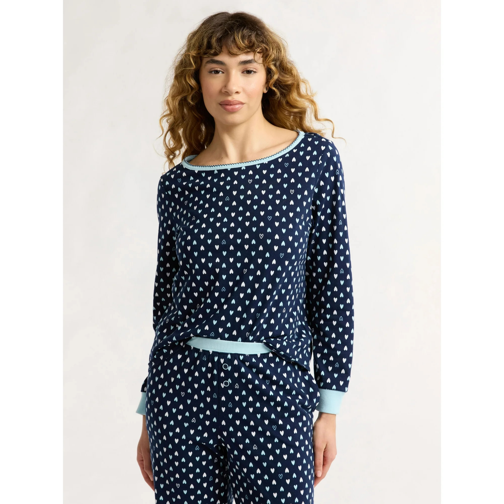 Joyspun Women's and Women’s Plus Jersey Knit Sleep Top with Long Sleeves, Sizes S to 3X | Walmart (US)