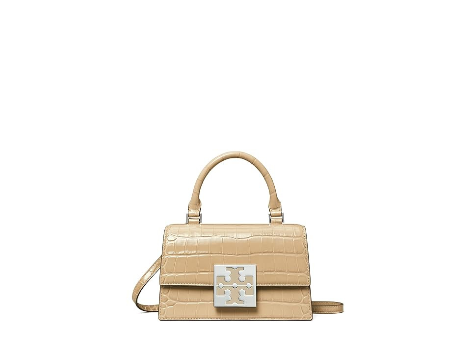 Tory Burch Bon Bon Croc Embossed Mini Top-Handle Bag Cross Body Women's Handbags Taupe, Leather | Zappos