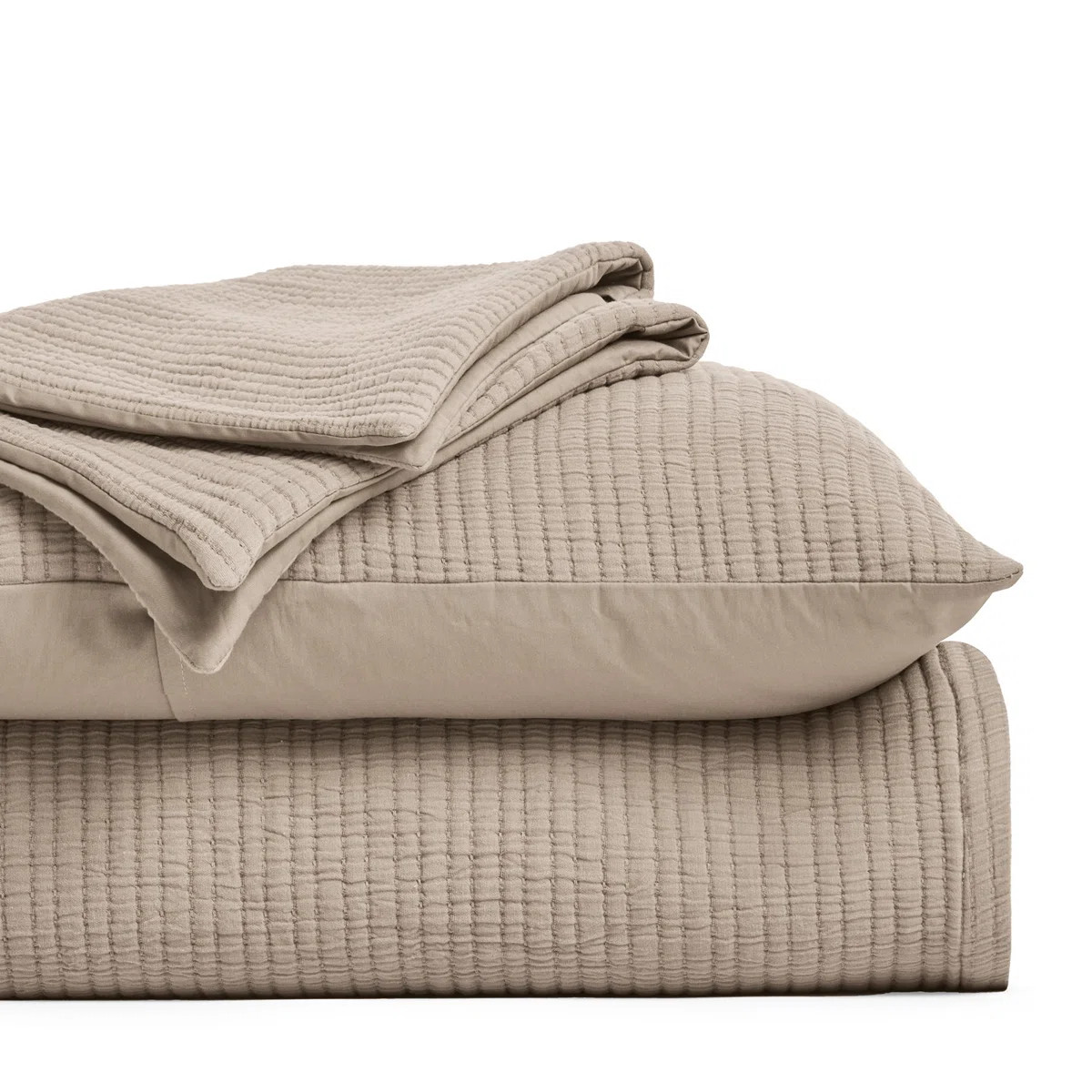 Solid Cotton Gauze Pick-stitch Matelesse Coverlet Bedspread set | Joss & Main