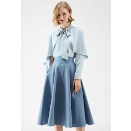 Classic Simplicity A-Line Midi Skirt in Blue | Chicwish