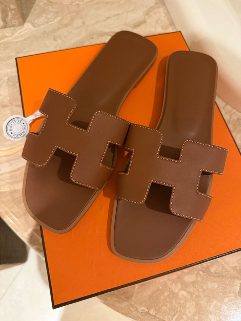 Hermes Brown Oran Slide Sandals | Poshmark