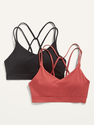 Light Support Strappy V-Neck Sports Bra 2-Pack for Women | Old Navy (US)