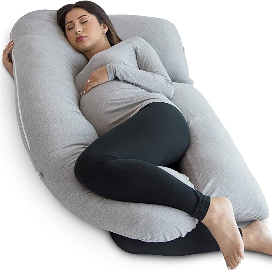 Pharmedoc Pregnancy Pillows, U-Shape Full Body Pillow – Jersey Cover Grey – Pregnancy Pillows... | Amazon (US)