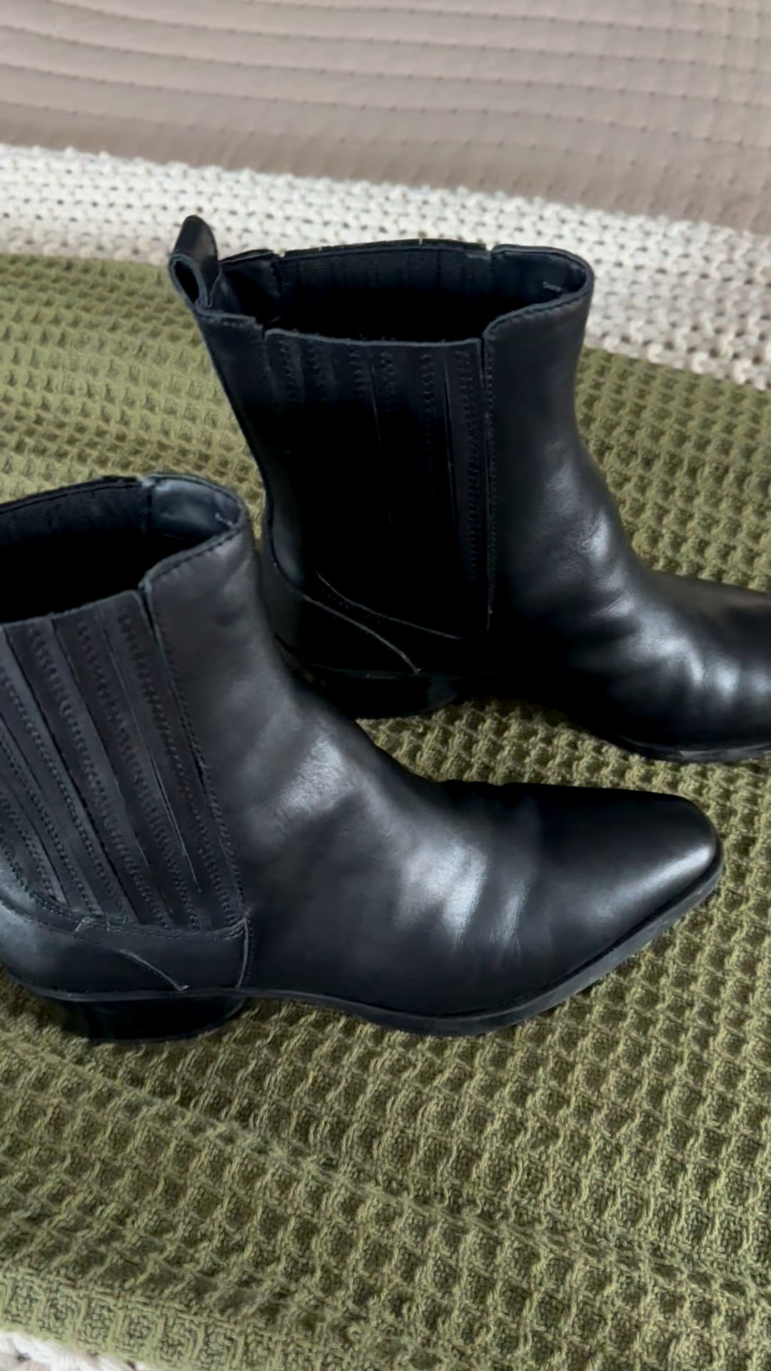 These leather boots check all the boxes for me. True to size but could size down if in between sizes. 